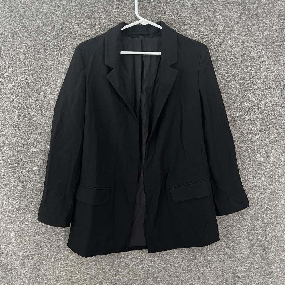 AllSaints Aleida Blazer Womens 8 Black Longline Open Front Lined Work Jacket